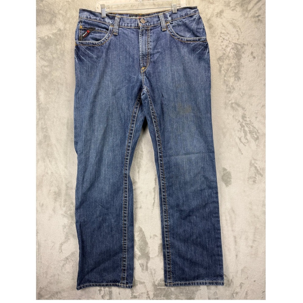 Ariat FR M4 Relaxed Boot Cut Jeans Mens 35x34 Blue Denim Flame Resistant ARC 20
